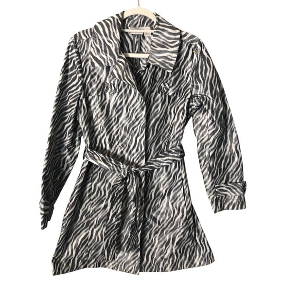 Chico's Zebra Animal Print Lightweight Trench Coat - Picture 2 of 9